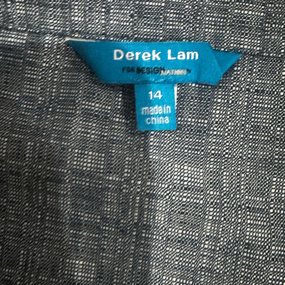 Women’s Derek Lam Chambray Denim Mini Button Down Dress Classic SZ 14 - Picture 7 of 8